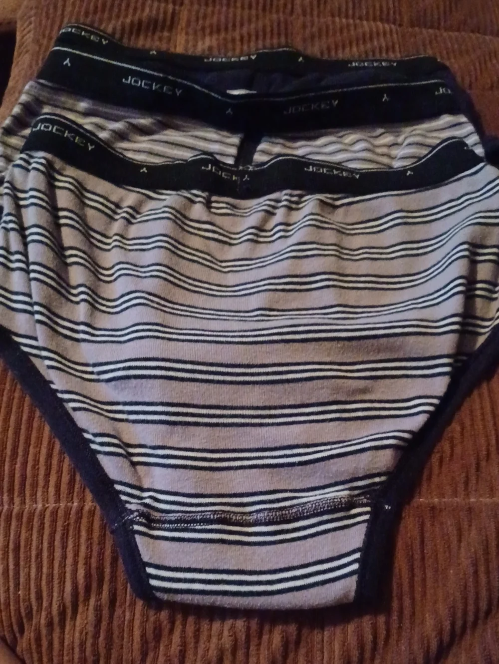Jockey Cotton  Men’s Black and White/beige Striped Briefs - 3 Pack Size 34